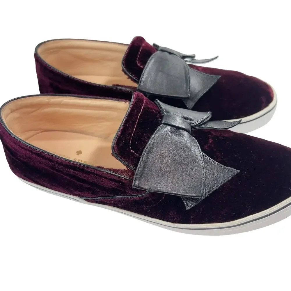 Kate Spade Delise Too Velvet Slip On Sneakers Women's Size US 7B Bordeaux
